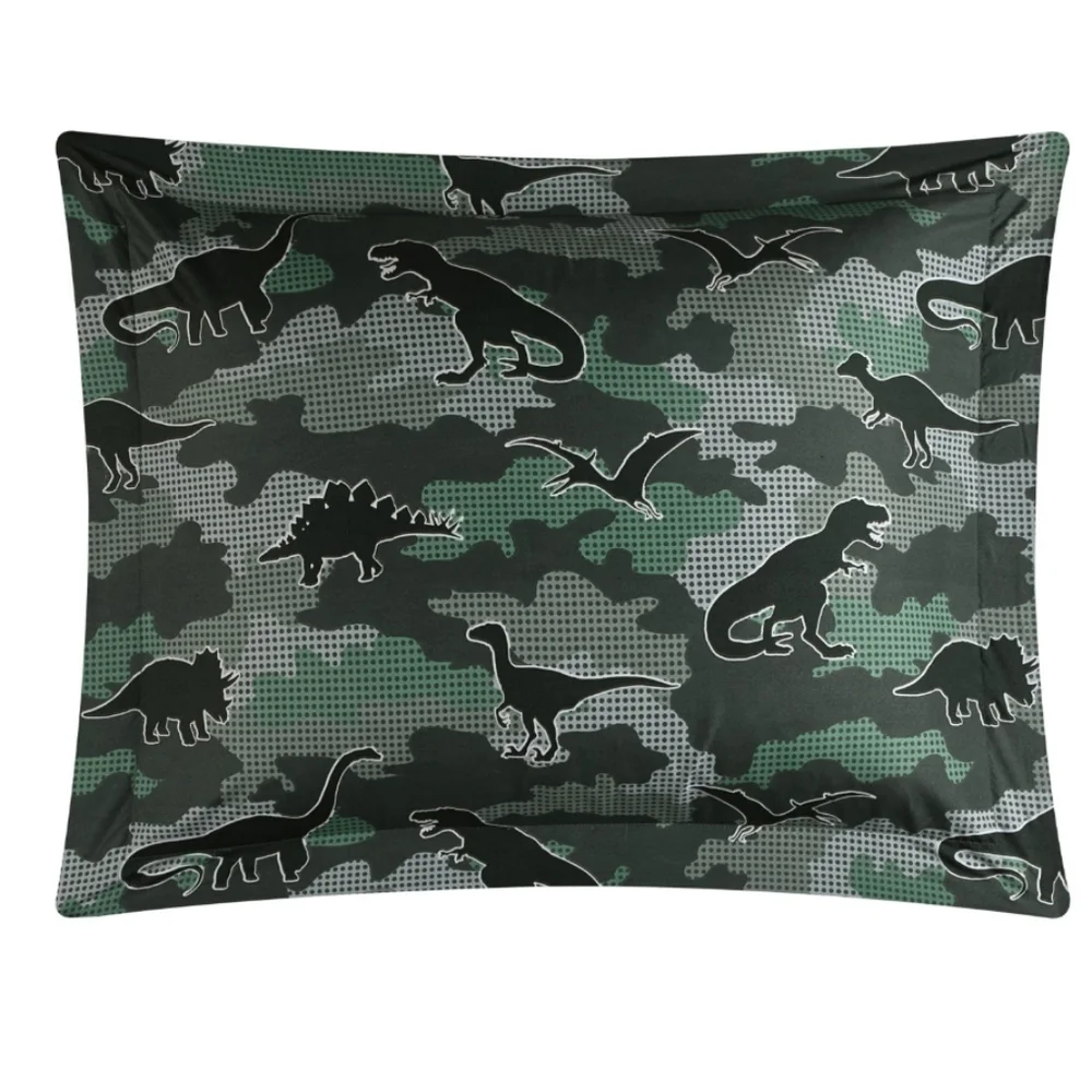 5Pc Dinosaur Glow in the Dark Comforter Set Bedding w/String Lights Blanket Camo